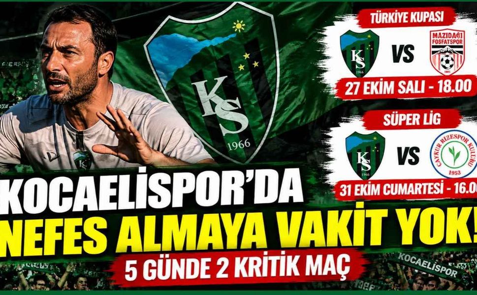Kocaelispor'da nefes almaya vakit yok! 5 günde 2 kritik maç