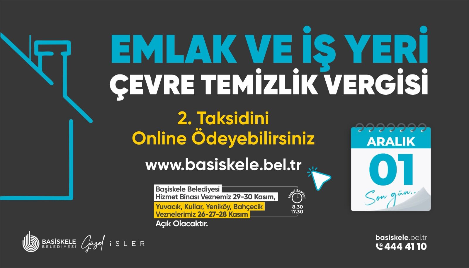 Başiskele’de vergi uyarısı: Emlak ve çevre vergisinde son gün 1 Aralık-2