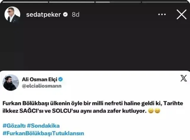 Sedat Peker Furkan Bolukbasi Paylasimi 2025 2