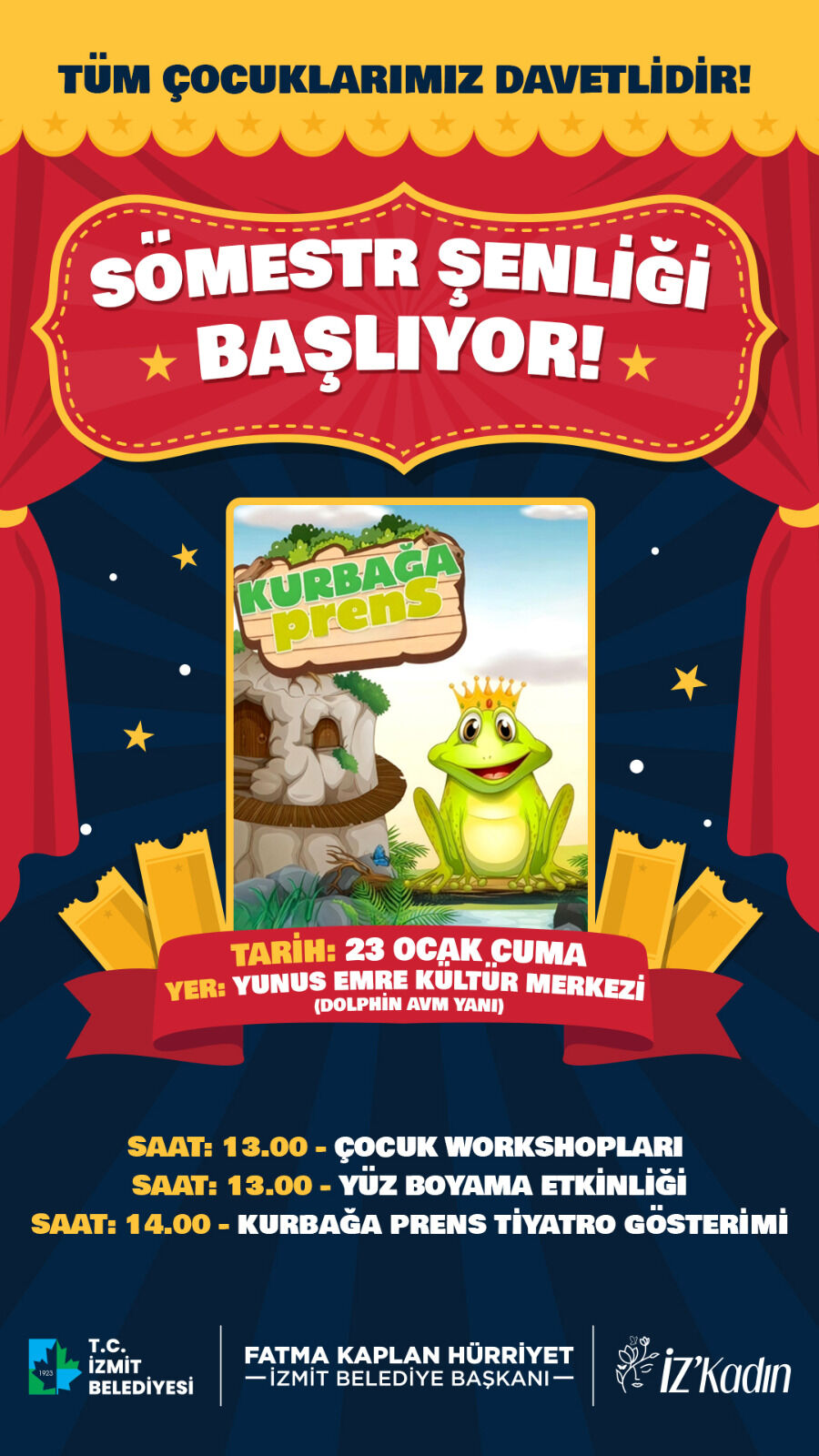 İzmit Belediyesinden Sömestr Tatilinde Çocuklara Tiyatro Keyfi