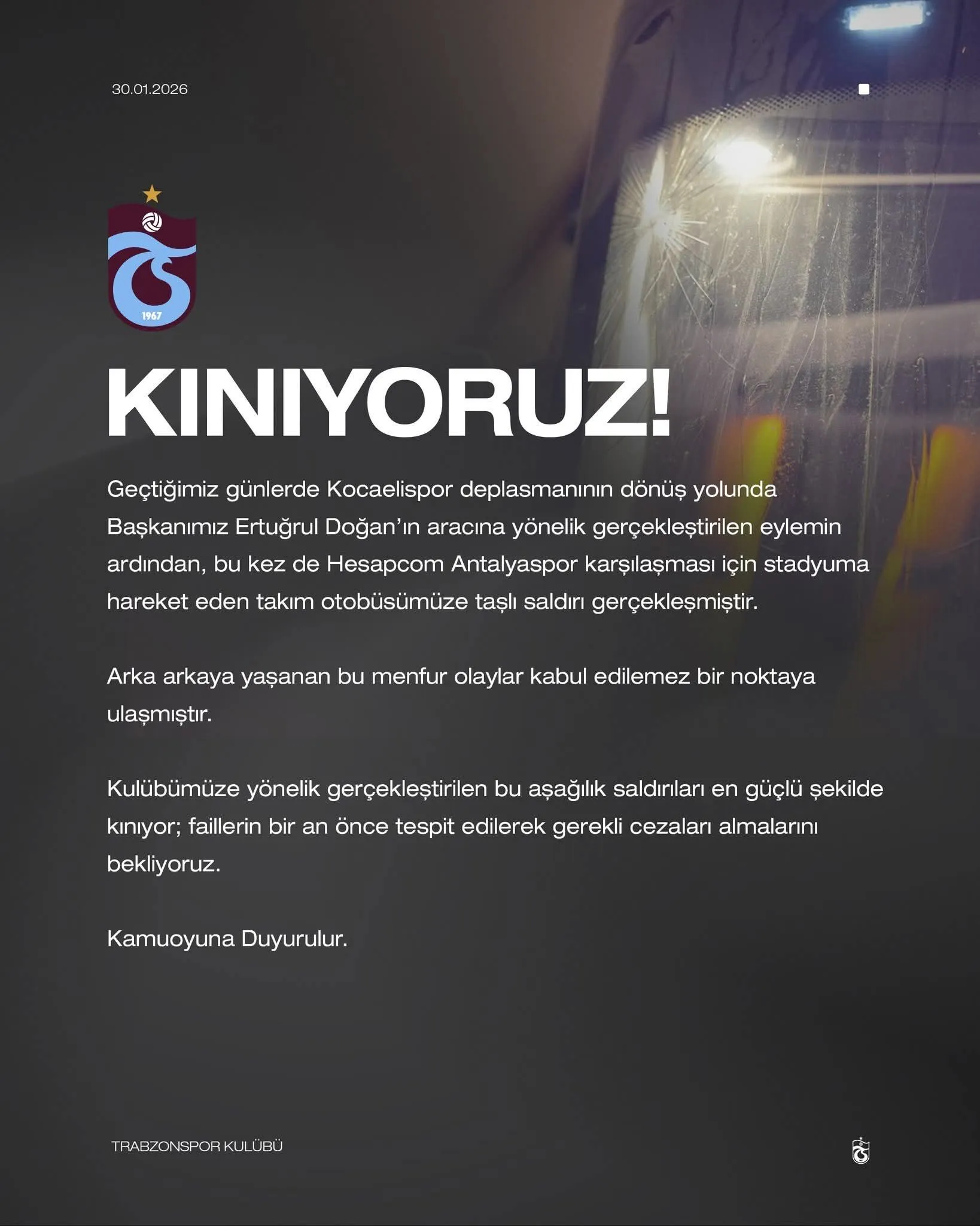 Trabzonspor’a Peş Peşe Saldırılar Kulüpten Sert Tepki Kocaeli̇tv Trabzosnpor
