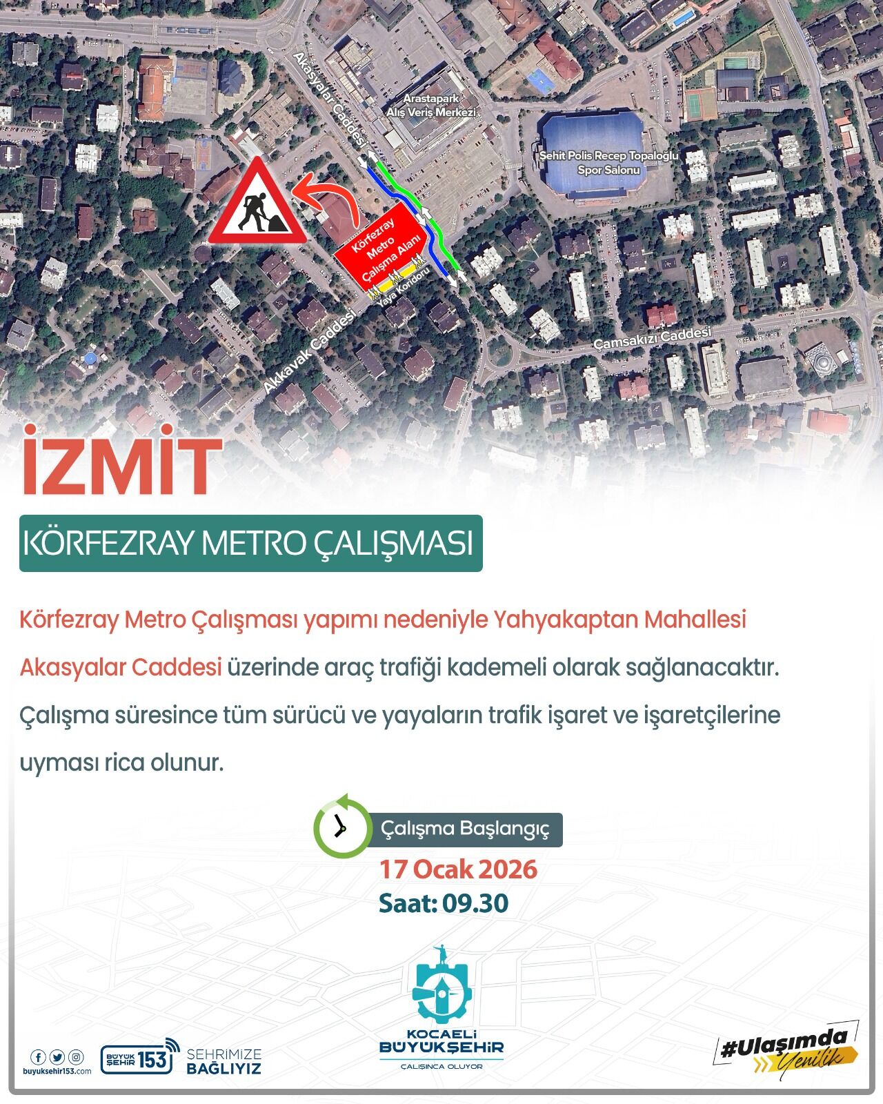İzmit’te altyapı çalışması uyarısı: Sürücüler alternatif güzergâhlara yönlendiriliyor-1