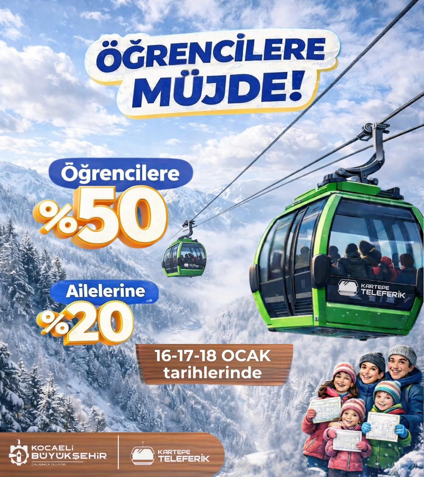 Yarıyıl Tatilinin Keyfi Kartepe Teleferik'te Çıkacak