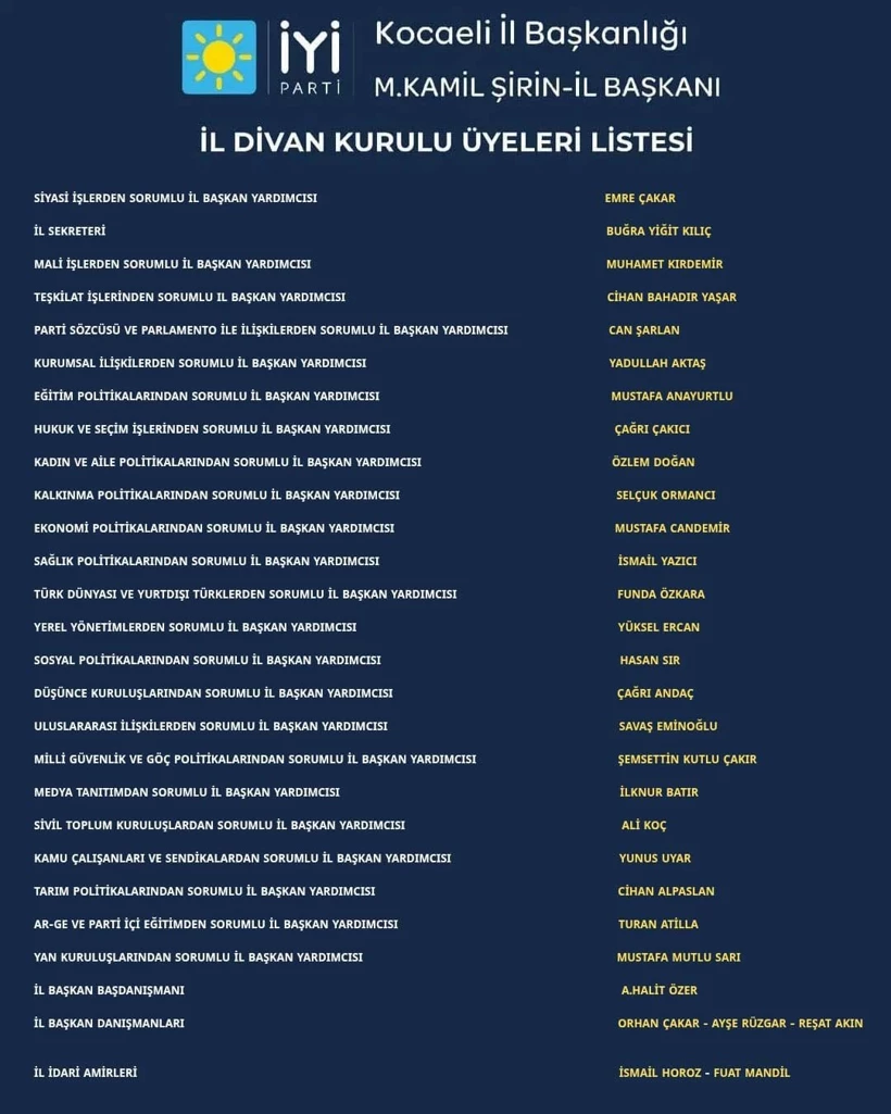 Iyi Parti Kocaeliye Genel Merkez R Oyku