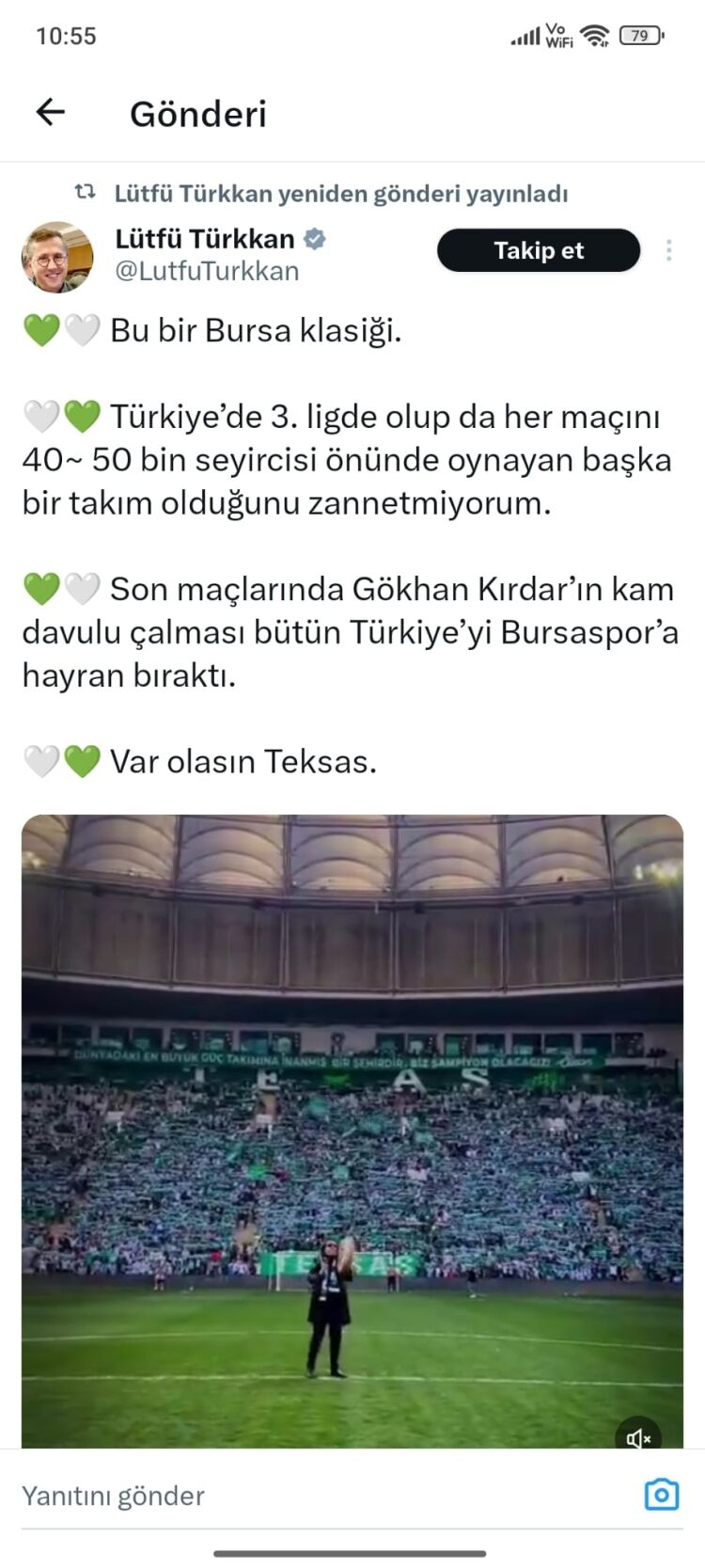 Lutfu Turkan Bursaspor Paylasimi Tepki 2