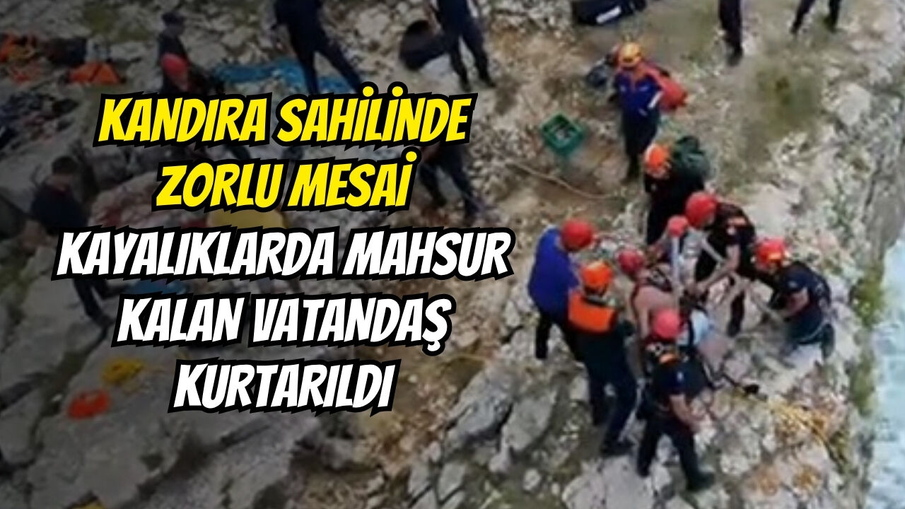 Kandira Sahi̇li̇nde Zorlu Mesai̇ Kayaliklarda Mahsur Kalan Vatandaş Kurtarildi