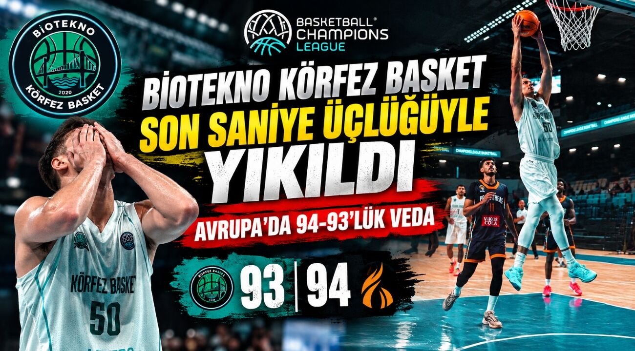 Biotekno Körfez Basket son saniye üçlüğüyle yıkıldı: Avrupa’da 94-93’lük veda