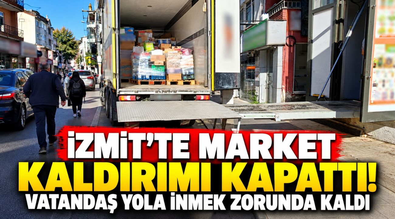 İzmit’te market kaldırımı kapattı! Vatandaş yola inmek zorunda kaldı