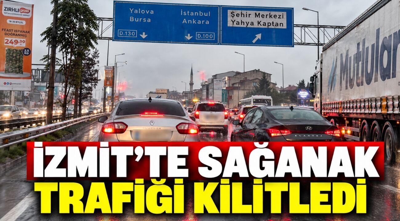 İzmit’te sağanak trafiği kilitledi: Kilometrelerce kuyruk oluştu