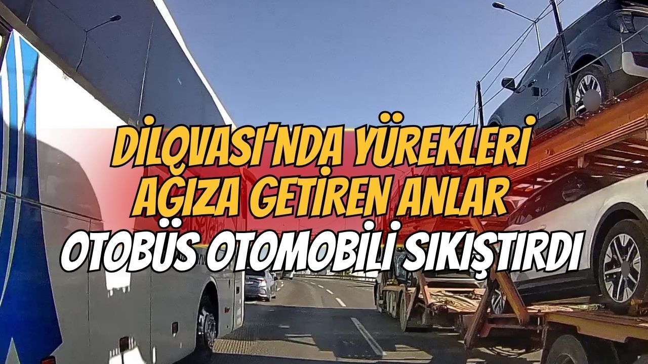 Dilovası'nda yürekleri ağza getiren anlar: Otobüs otomobili sıkıştırdı