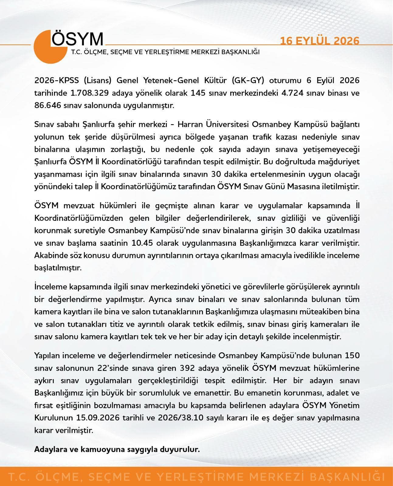 ÖSYM'den Son Dakika Kararı: Mağdur Adaylara Eş Değer KPSS Yapılacak-1