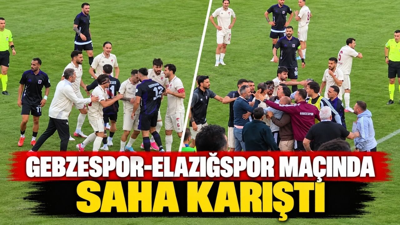 Gebzespor-Elazığspor maçında saha karıştı