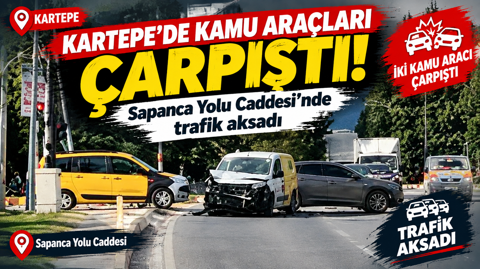Kartepe'de kamu araçları çarpıştı: Sapanca Yolu Caddesi'nde trafik aksadı