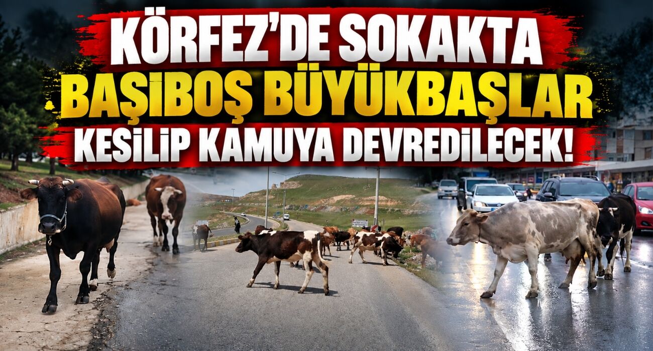 Körfez'de Sokakta Başıboş Büyükbaşlar Kesilip Kamuya Devredilecek