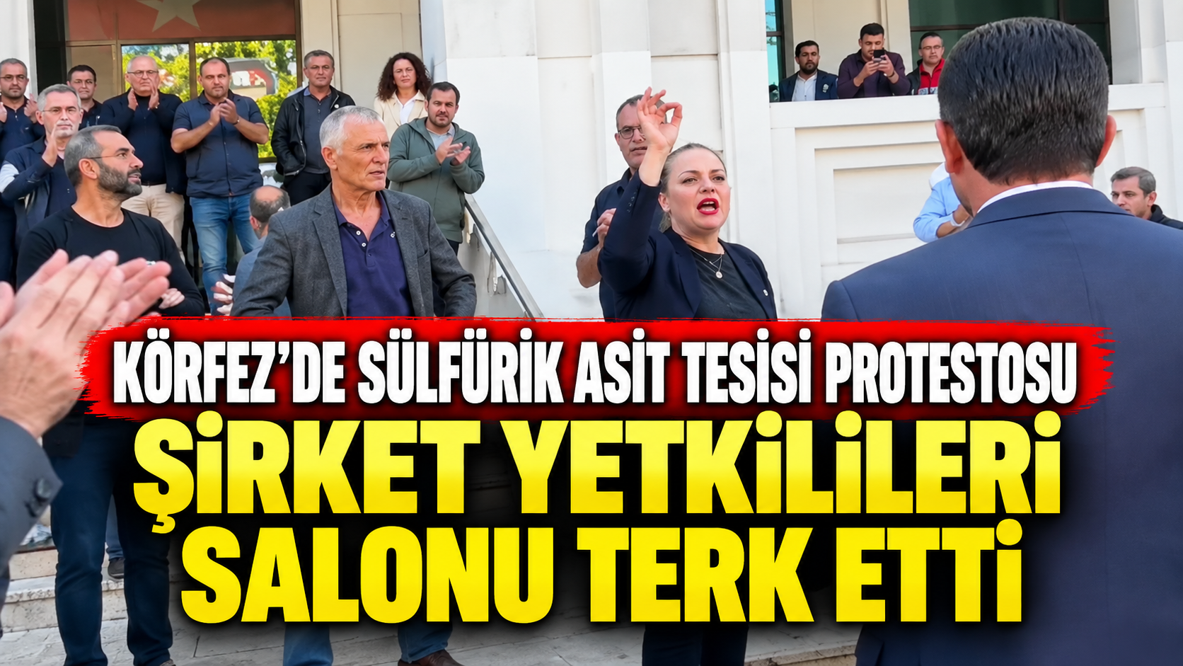 Körfez’de sülfürik asit tesisi protestosu: Şirket yetkilileri salonu terk etti