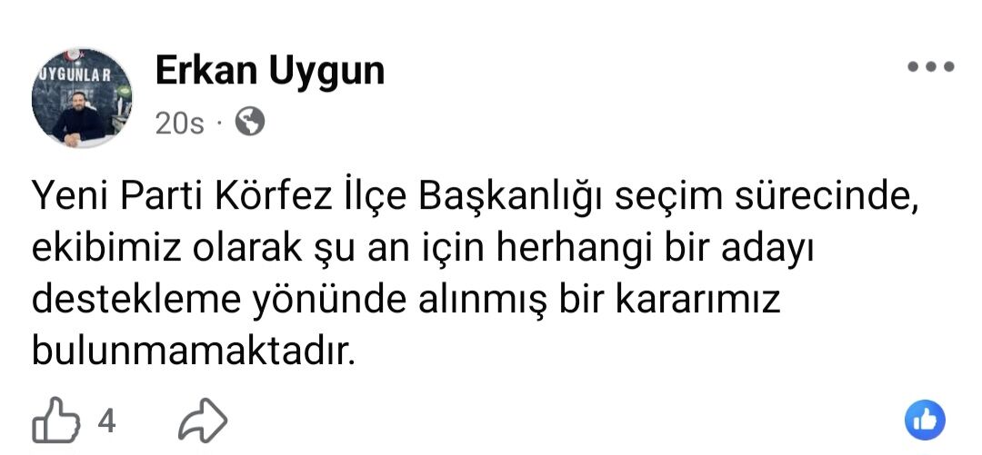 Erkan Uygun Körfez İlçe Başkanlığı İçin Kararını Açıkladı-1