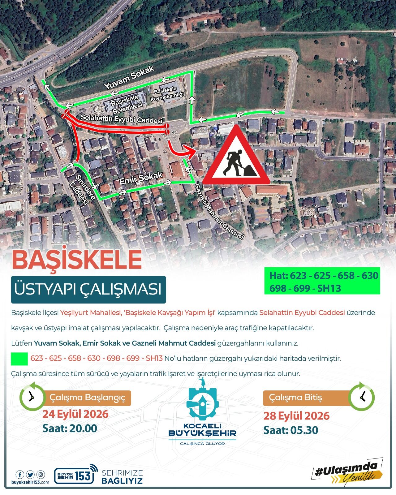 Başiskele’de Sürücülere Uyarı: Selahattin Eyyubi Caddesi 4 Gün Trafiğe Kapalı