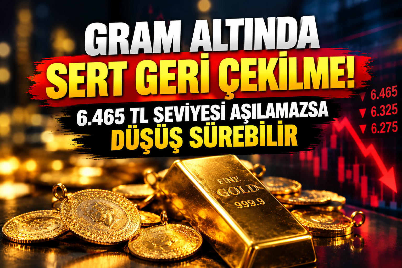 Gram Altında Sert Geri Çekilme: 6.465 TL Seviyesi Aşılamazsa Düşüş Sürebilir