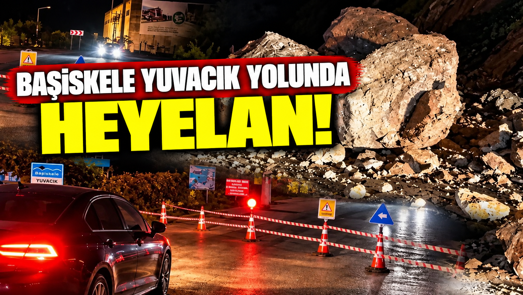 Başiskele Yuvacık yolunda heyelan! Kaya ve toprak parçaları yolu kapattı