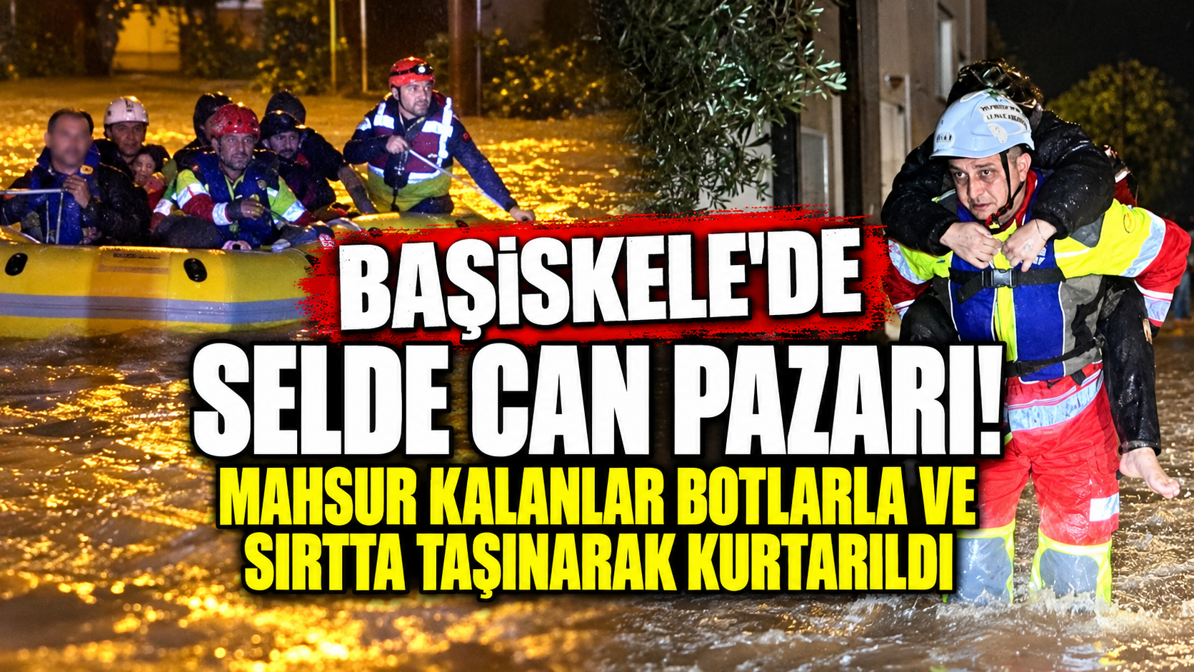 Başiskele'de selde can pazarı! Mahsur kalanlar botlarla ve sırtta taşınarak kurtarıldı