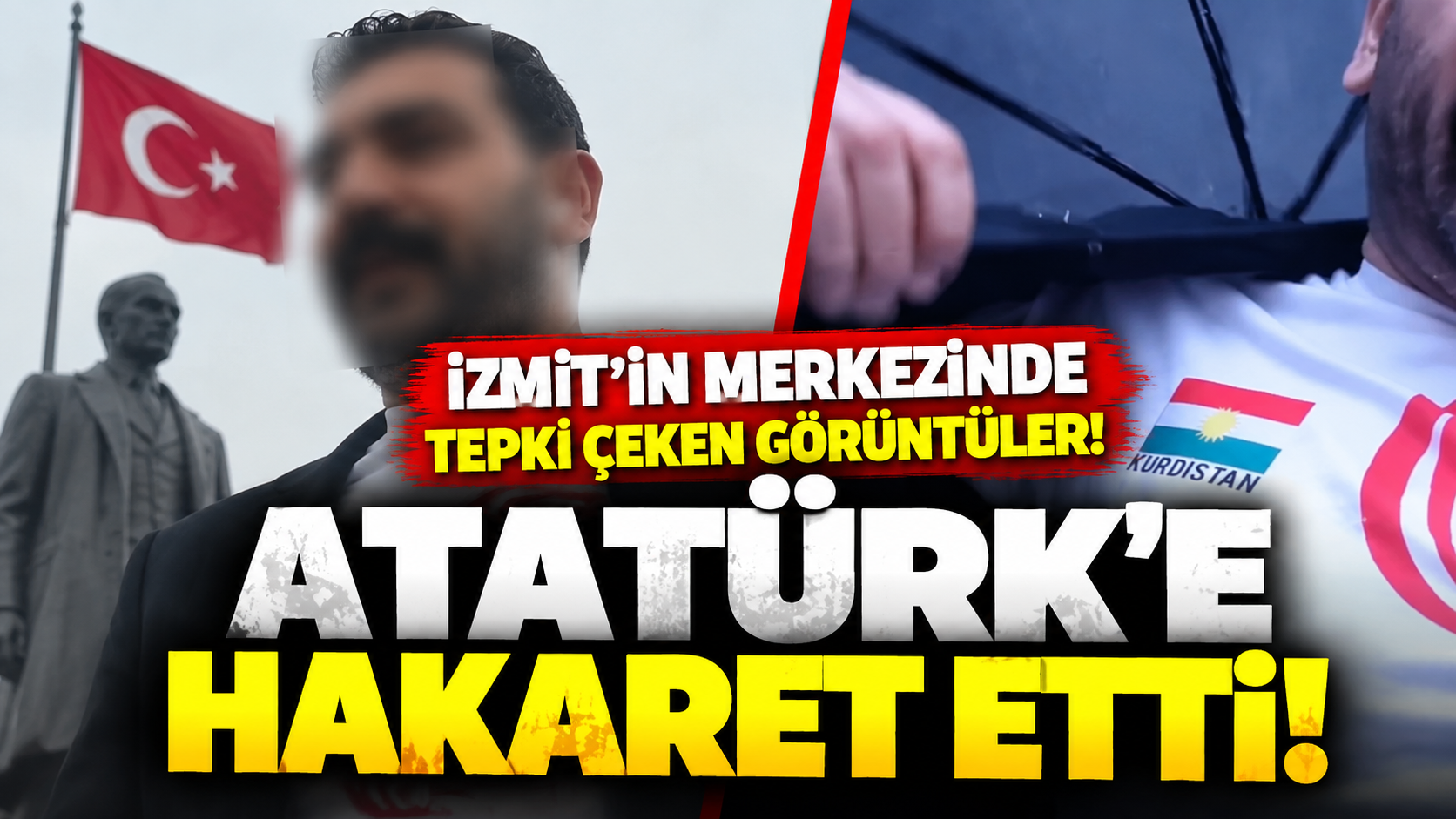 İzmit'in merkezinde tepki çeken görüntüler! Atatürk'e hakaret etti