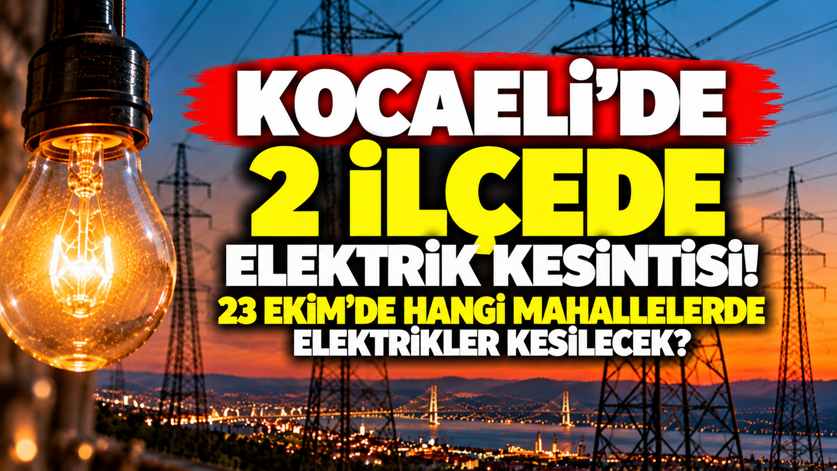 Kocaeli'de 2 ilçede elektrik kesintisi! 23 Ekim'de hangi mahallelerde elektrikler kesilecek?