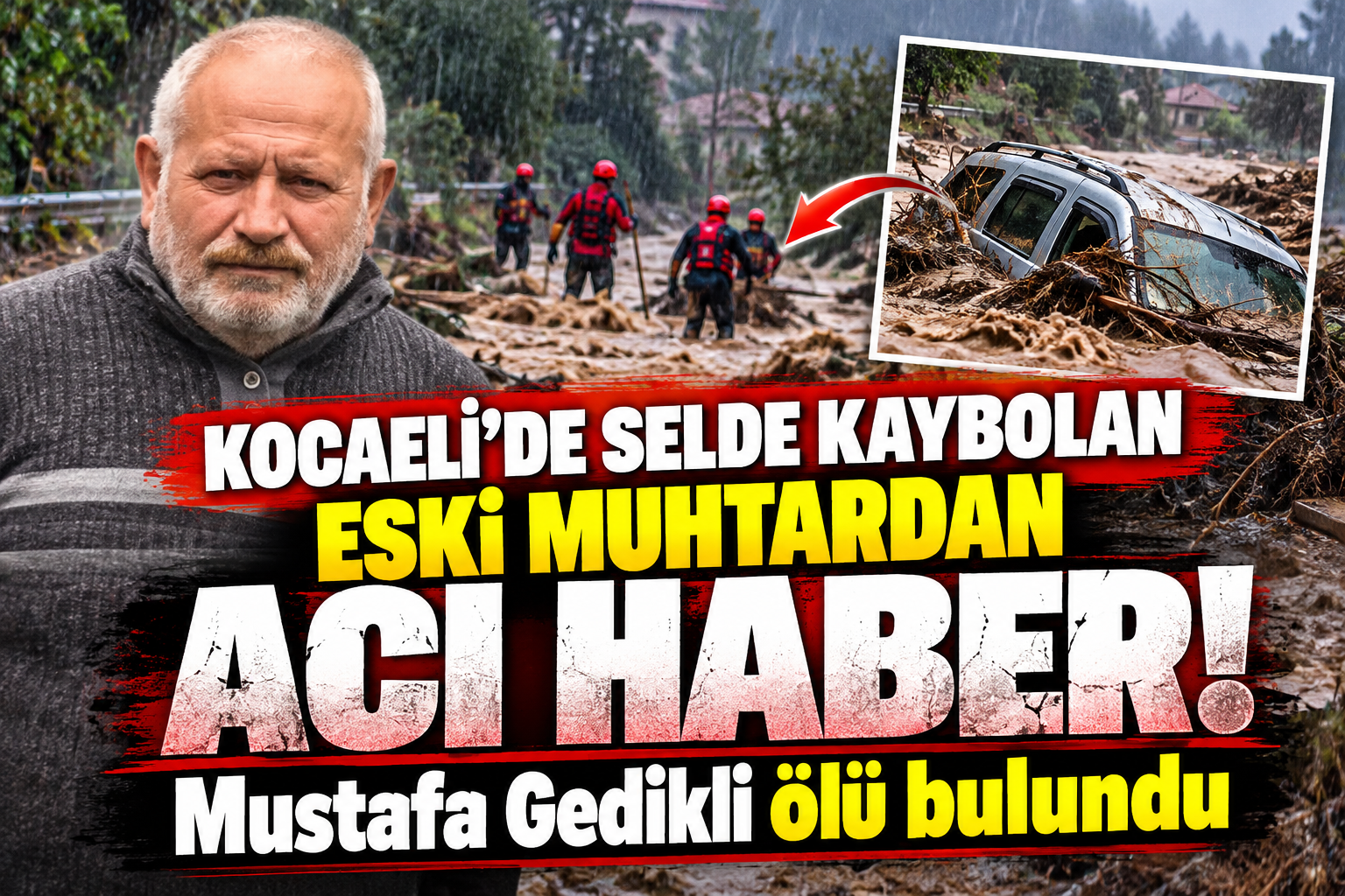 Kocaeli'de selde kaybolan eski muhtardan acı haber! Mustafa Gedikli ölü bulundu