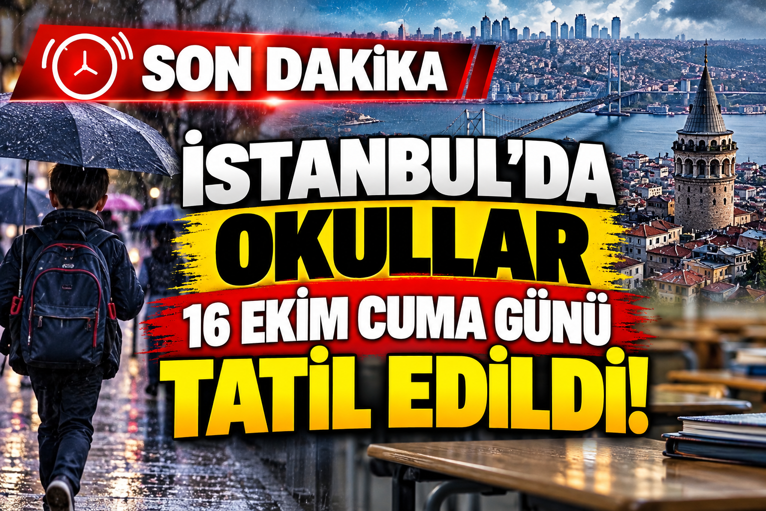 Son Dakika: İstanbul'da okullar 16 Ekim Cuma Günü Tatil Edildi